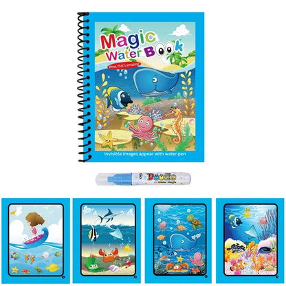 Magic Water Drawing Book | Reusable Coloring Pad with Pen for Kids Gift