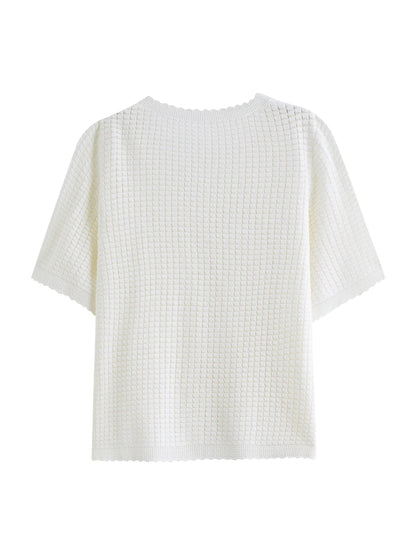 Textured Mesh Cardigan Relaxed Resort to Office Fit