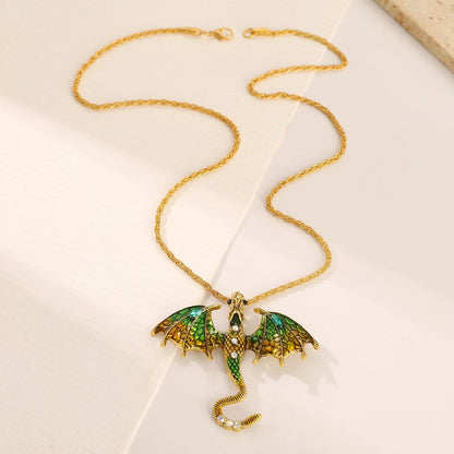 Goth Fly Dragon Pendant Necklace | Punk Snake Chain Choker for Men and Women