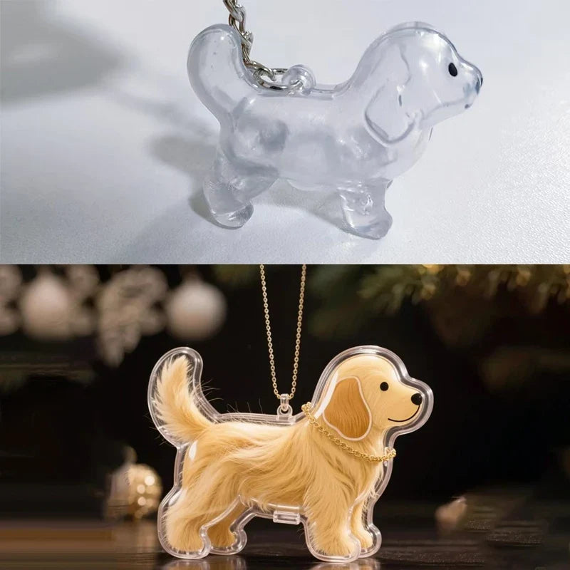 Clear Puppy Hair Memorial Keychain | Pet Fur Keepsake Capsule DIY Pendant