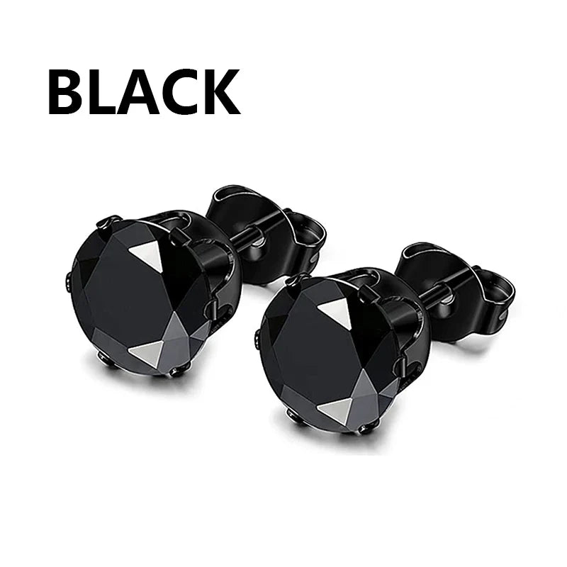 Black Stainless Steel Punk Stud Earrings | Unisex Geometric Drop Earrings