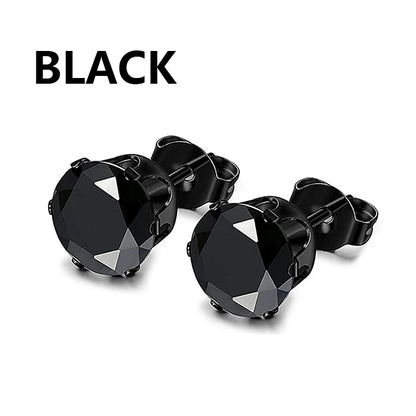 Black Stainless Steel Punk Stud Earrings | Unisex Geometric Drop Earrings
