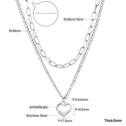 ASONSTEEL Romantic Heart Pendant Necklace | Gold Stainless Steel Choker for Women Gift