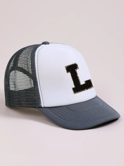 1pc Gray Hat With 26-Letter Pattern | Kids Baseball Cap for Boys and Girls
