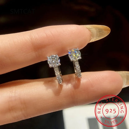 0.5ct Moissanite Stud Earrings for Women | 925 Sterling Silver Huggies