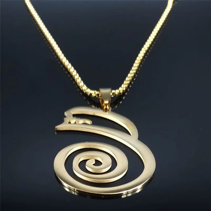 Dai Ko Myo Stainless Steel Pendant Necklace | Gold Color Master Reiki Symbol Jewelry