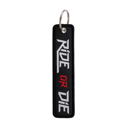 No Risk No Fun Embroidery Keychain | Motorcycle Key Fob Gift