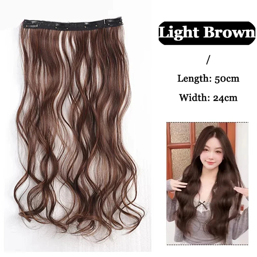 Synthetic Long Straight Clip In Hair Extension | 4 Clips Hidden Hair Piece Wig