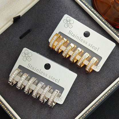 316L Stainless Steel Hollow Zircon Drop Earrings | Minimalist Fashion Jewelry