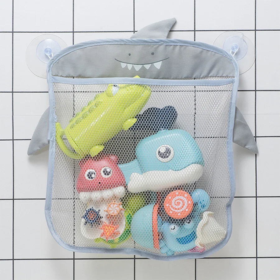 QWZ New Cartoon Duck Baby Bathroom Mesh Bag Sucker Design For Bath Toys Kids Animal Shapes Cloth Sand Toys Storage Net Bag