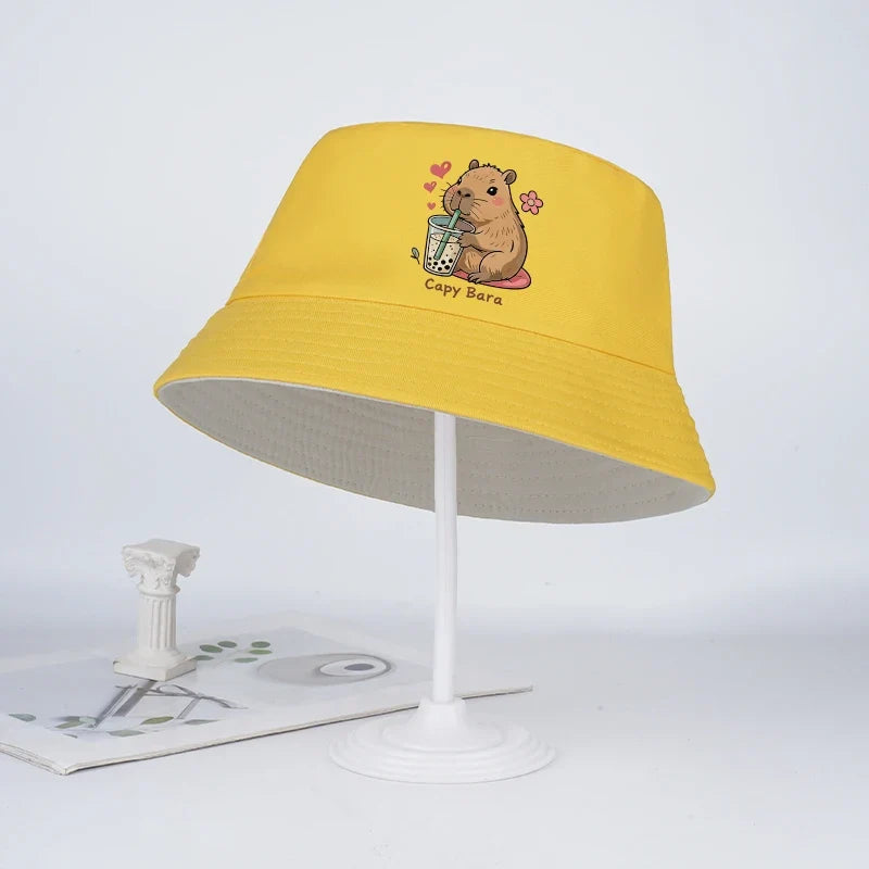 Kids Capybara Fisherman Hat | Cute Cartoon Sun Hat for Toddlers