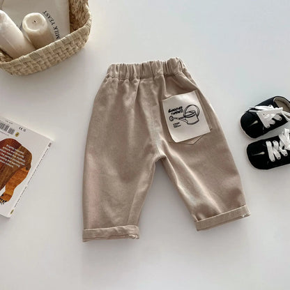 2026 Spring New 1-5Y Children Jeans Boys Denim Pants Mid Waist Girls Trousers Fashion Kids Plaid Pants