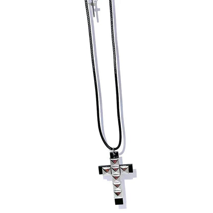 Rivet Cross Pendant Necklace | Punk Gothic Fashion Jewelry for Women