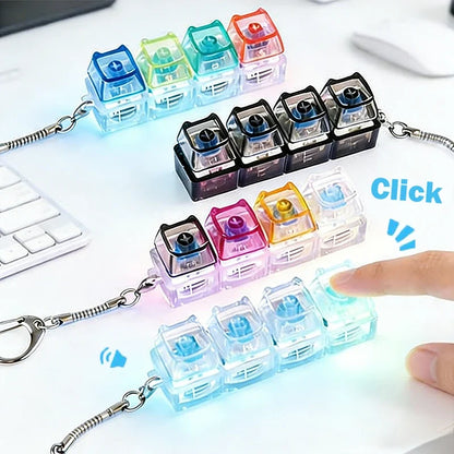LED Light Up Keychain Keyboard Fidget Toy | Clickable Stress Relief Keychain
