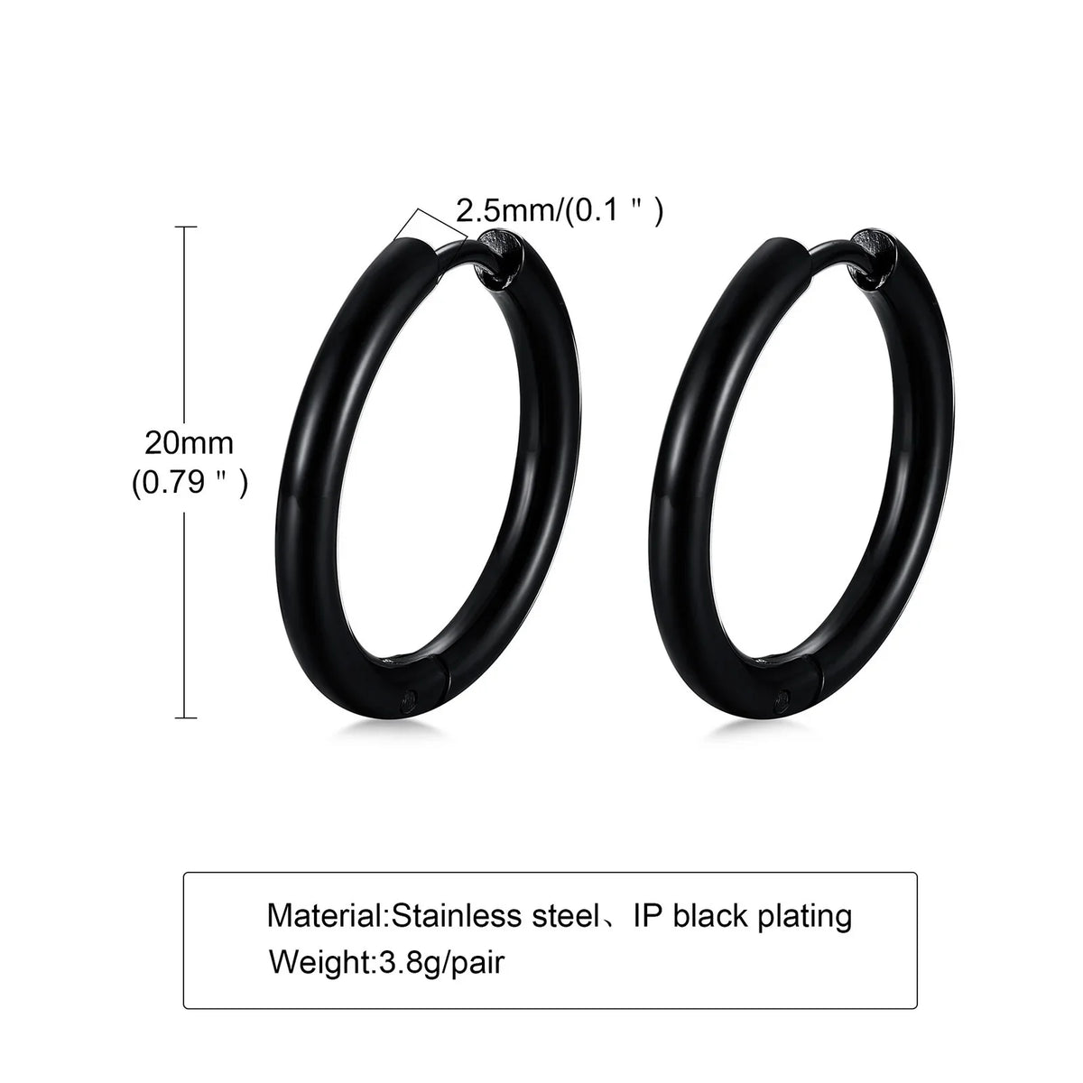 Classic Stainless Steel Hoop Earring for Men Boys | Anti Allergy Metal Huggies Earring