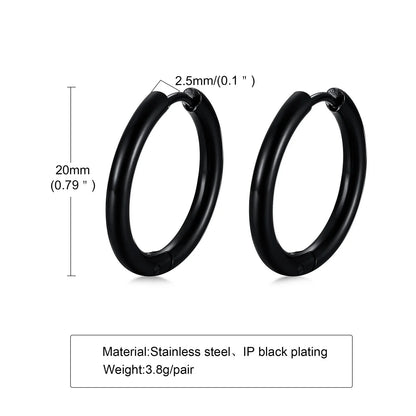 Classic Stainless Steel Hoop Earring for Men Boys | Anti Allergy Metal Huggies Earring