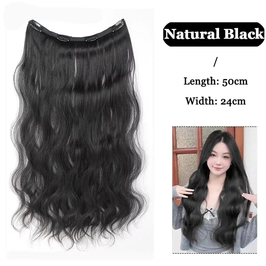 Synthetic Long Straight Clip In Hair Extension | 4 Clips Hidden Hair Piece Wig