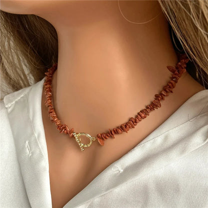 Natural Chip Stone Choker Necklace | Bohemia Crystal Bead Jewelry