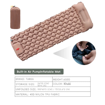 TARKA Inflatable Camping Mats Air Cushion With Pillow Outdoor Tourist Sleeping Pad Self-Inflating   Mattress For Hiking Climbing