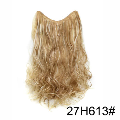 20Inch Synthetic Wavy Curly Clip in Hair Extensions | Heat Resistant Black Blonde Hairpiece for Women