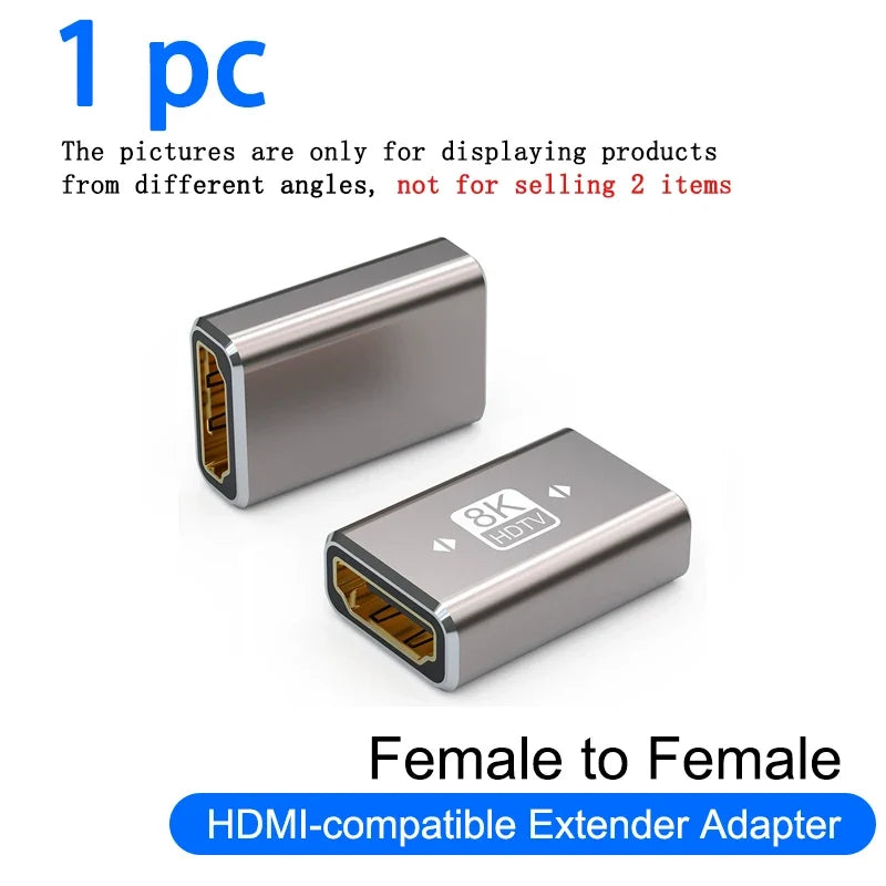 8K HDMI 2.1 Right Angle Adapter | 90 Degree Male to Female Connector for TV and Console