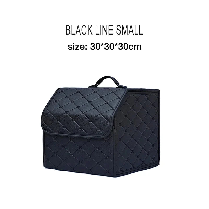 Car Trunk Organizer Box, Large Capacity, Auto Multiuse Tools, Storage Bag, Stowing, Tidying, Leather, Folding for Emergency