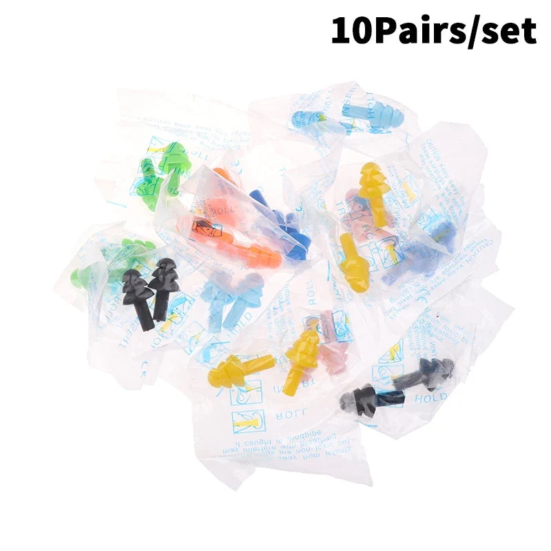 10 Pairs Silicone Anti-Noise Earplugs for Sleep Work Travel | Noise-Canceling Hearing Protection