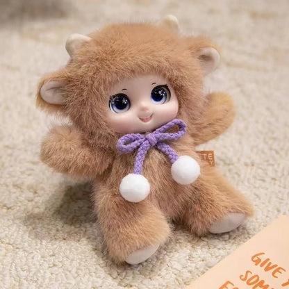 18cm Kawaii Animal Plush Toys – Cute Vinyl Face Rabbit, Bear & Sheep Pendant for Kids, Bag Charm & Gift for Animal Lovers
