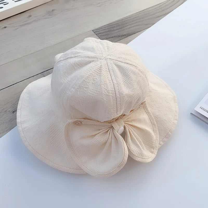 Sweet Baby Summer Hat for Girls | Cotton Fruit Print Kids Bucket Hat with Bowknot