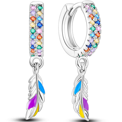 Colorful 925 Sterling Silver Hoop Earrings for Women | Classic Circle Earrings