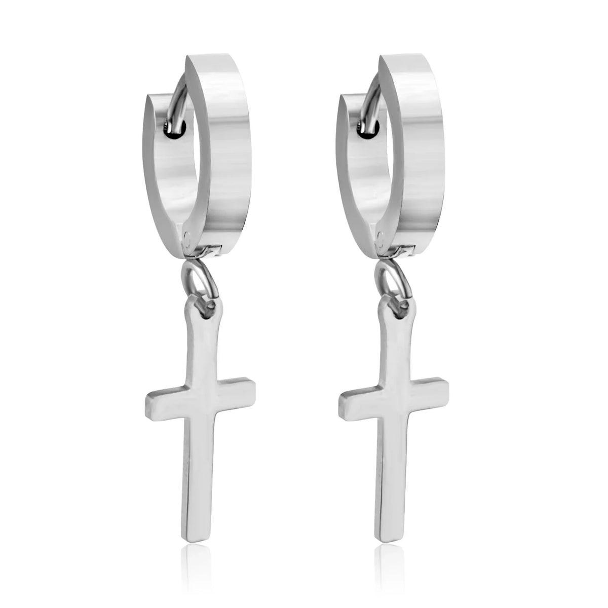 LUXUSTEEL Stainless Steel Cross Hoop Earrings | Colorful Fashion Jewelry for Women