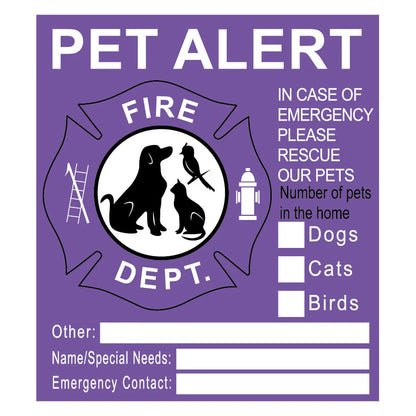 Pet Alert Safety Stickers for Fire Rescue | Emergency Pet Inside Decal for Window or Door