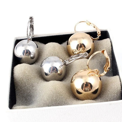 Smooth Ball Drop Earrings for Women | Creative Gold White Rosegold Dangle Jewelry