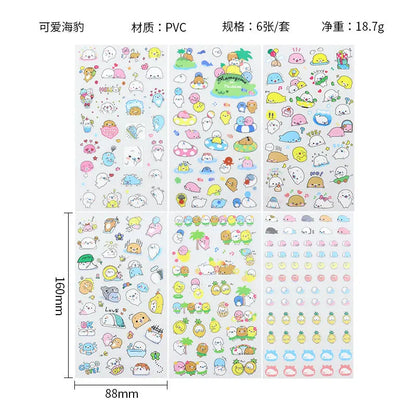 6Pcs Waterproof Cartoon Sticker Set | Cute DIY Decals for Laptops, Phones, and Planners