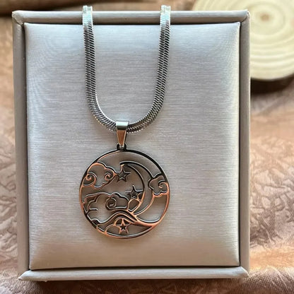 Stainless Steel OX Moon Necklace | Gold Plated Half Moon Blade Pendant
