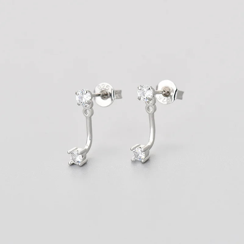 Double Flower Stud Earrings | Screw-Back Crystal Tragus Earrings for Women