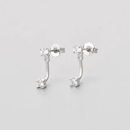 Double Flower Stud Earrings | Screw-Back Crystal Tragus Earrings for Women