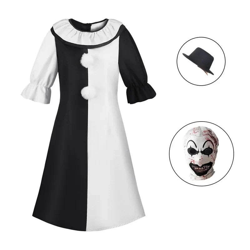 Terrifier Clown Cosplay Costume Adult Men Women Horror Carnival Party Dress Hat Mask Killer Clowns Jumpsuit Halloween Costumes