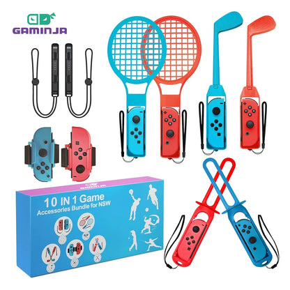 10 in 1 Switch Sports Accessories Bundle for Nintendo Switch Oled Game Sports Accessories Kit with Golf Clubs Golf Clubs