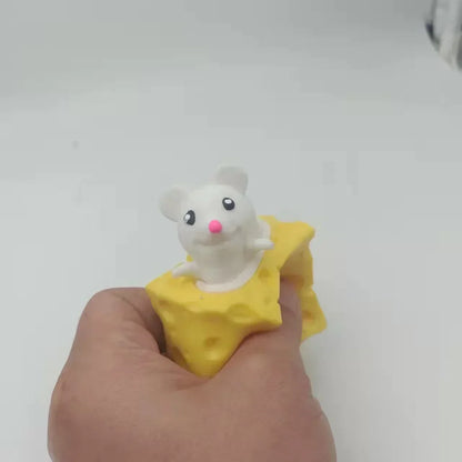 Stress-relieving Pet Cheese Mouse Fidget Toy | Fun Squeeze Stress Ball