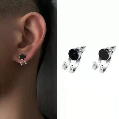 Zircon Stud Earrings Single Hook Shape | Trendy Hip-Hop Jewelry for Men Women
