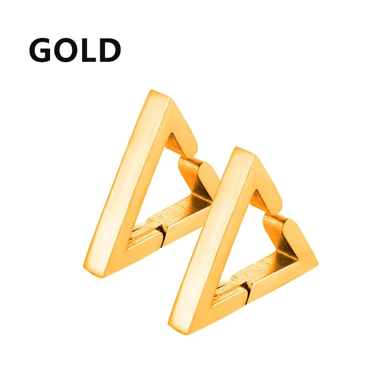 Stainless Steel Non-Piercing Triangle Earrings | Punk Hip Hop Ear Clip Set