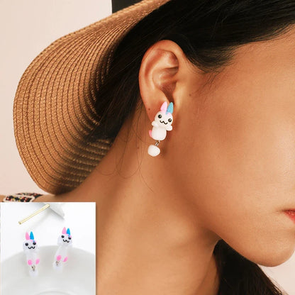 Handmade Polymer Clay Animal Earrings | Cute Dinosaur Cat Dog Stud Earrings for Women