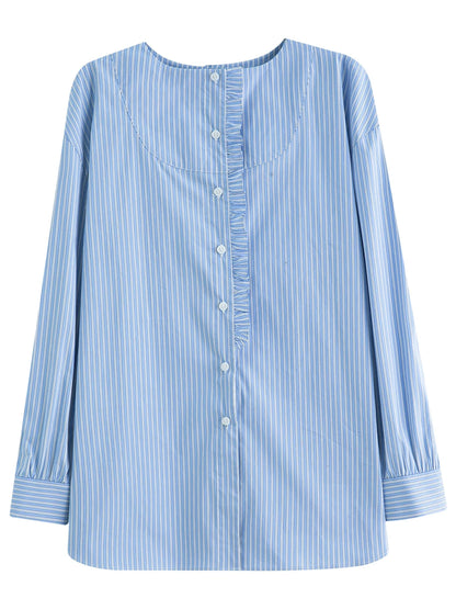 Plus Size Striped Shirt & Skirt Set Autumn Fashion