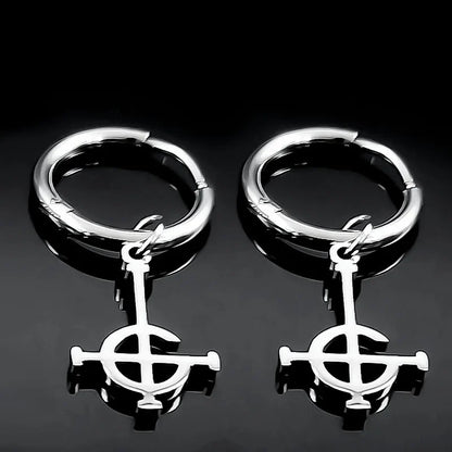 Goth Ghost BC Nameless Dangle Earrings | Stainless Steel Ghoul Band Jewelry