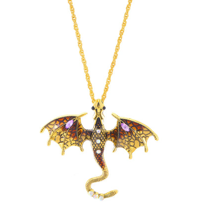 Goth Fly Dragon Pendant Necklace | Punk Snake Chain Choker for Men and Women