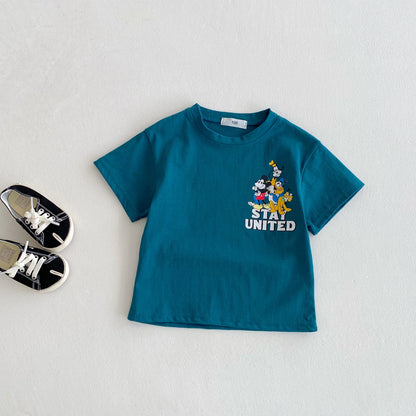 Fashion Casual T-shirt Children's Clothing Printed Cartoon Kids Short Sleeve Tops Tees Boutique Boys Girls Clothes O-neck Tshirt