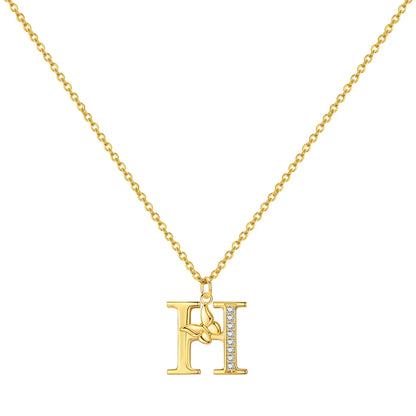 925 Sterling Silver Butterfly Initial Necklace | 26 Letter Y-Shaped Pendant for Women
