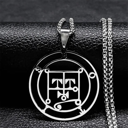 Sigeal Sigil De Lucifer Stainless Steel Satan Necklace | Asmoday Key Baphomet Pendant Jewelry