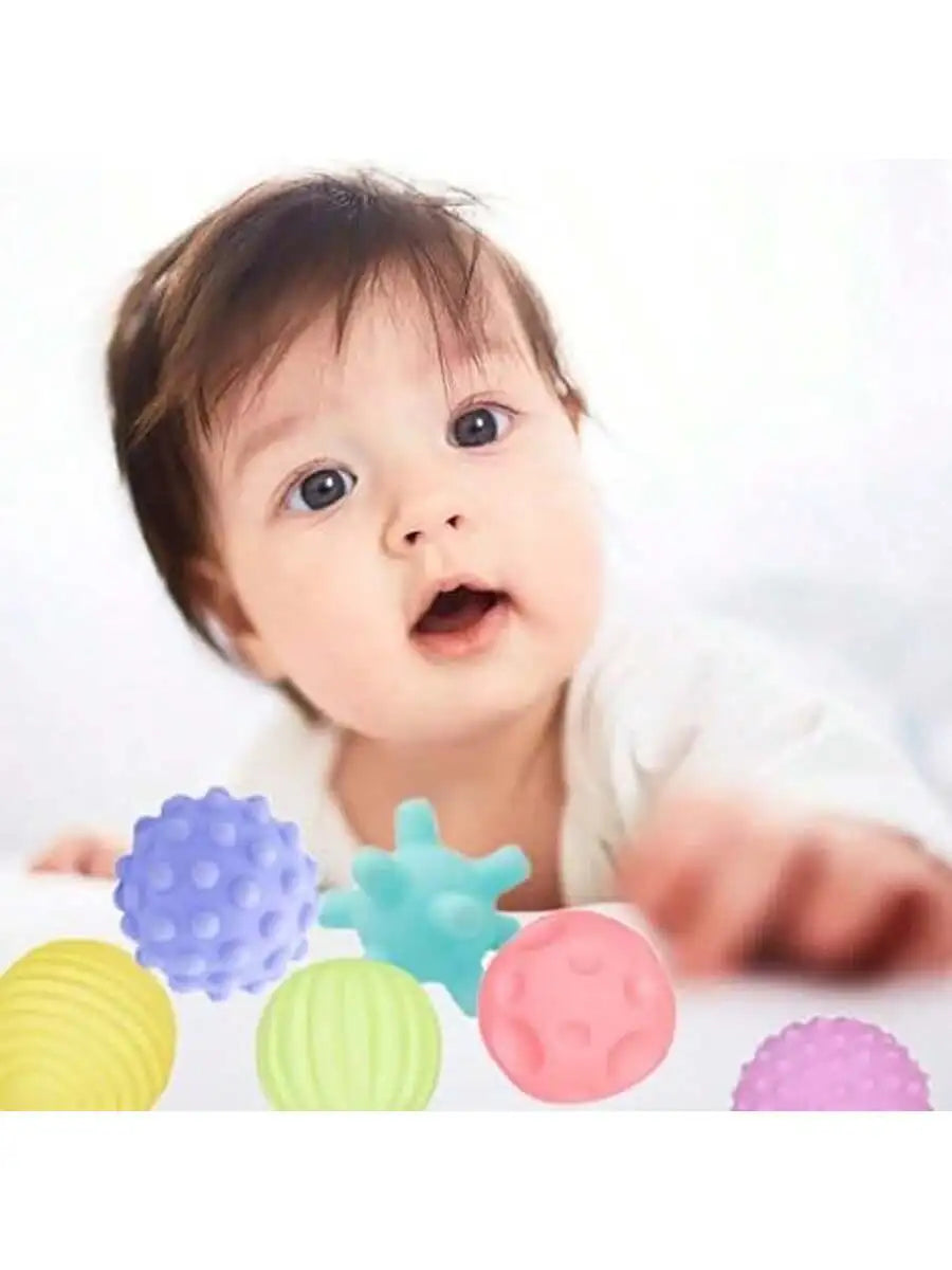 Baby Sensory Toy Textured Balls - Soft Teething & Tactile Exploration Set with 6 Colors+8 Styles |